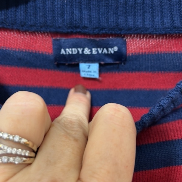 Andy & Evan boys, maroon and blue moose graphic sweater, size 7 - Picture 2 of 4